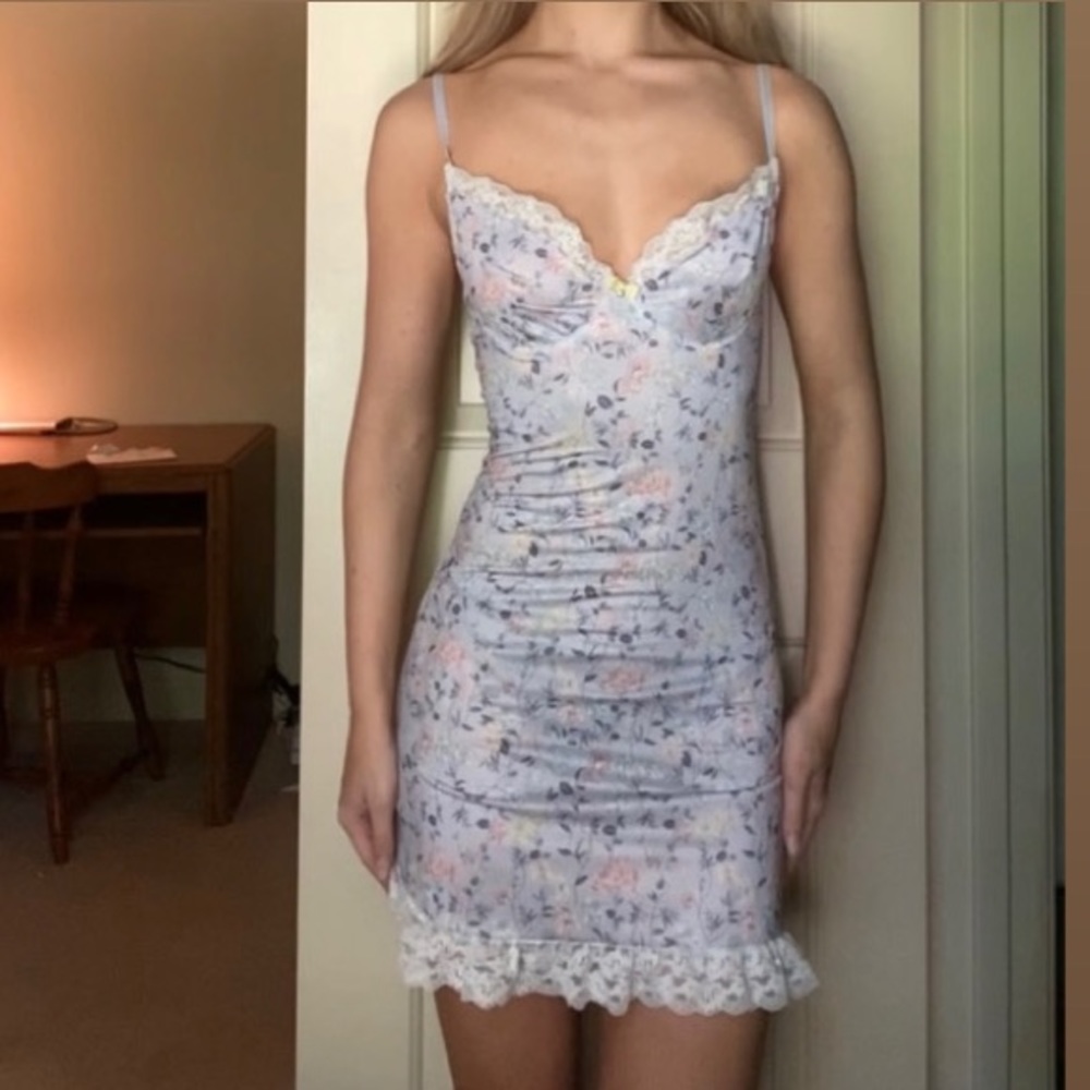 SHEIN Purple Floral Bodycon Slip Dress